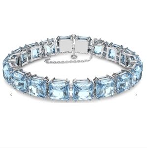 🦋  Rare.Millenia Tennis bracelet Square cut, Medium, Blue, Rhodium plated
